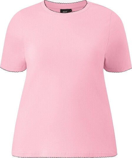 Zizzi T skjorte Mmeghan S/S Fitted Tee Rosa