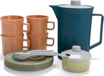 Dantoy BIO Plast Kaffesett Kopper Teskjeer Asjetter Sukkerskål Kanne Fra 2 År 17 Deler