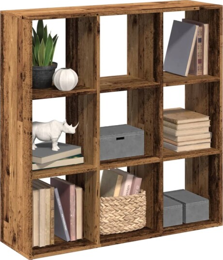 Romdeler bokhylle gammel tre 102x29x103,5 cm konstruert tre
