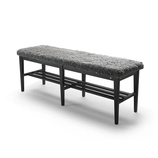 Oscarssons Möbel Nadja Bench 130 cm Svartbeiset ask/safeskinn look Grå