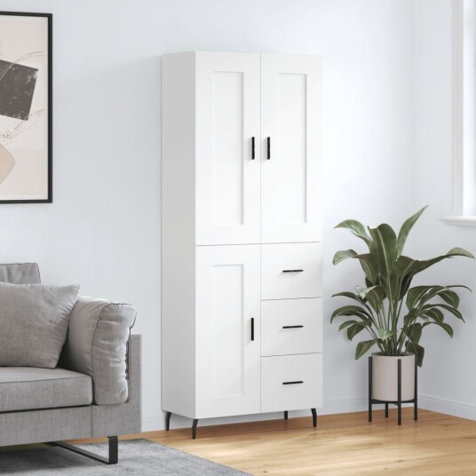 vidaXL Highboard hvit 69,5x34x180 cm konstruert tre 8720845494391