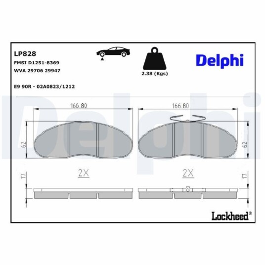 Bremseklosser sett DELPHI LP828