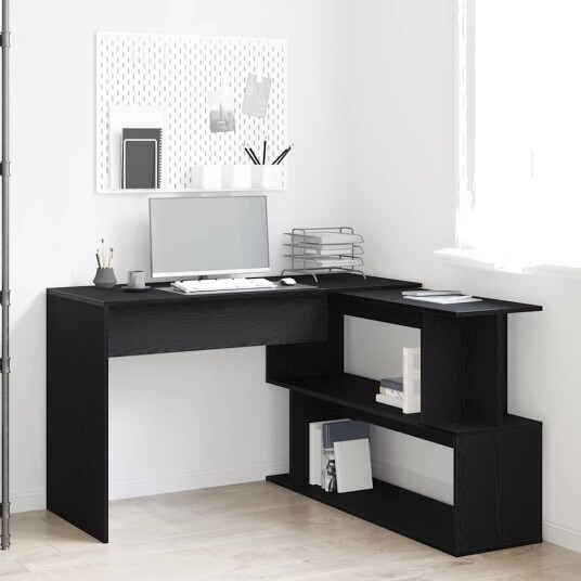  Skrivebord i Svart Eik 200x50x76 cm Laget av Konstruert Tre