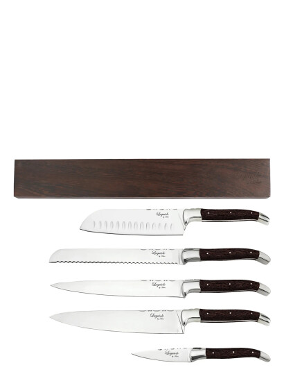 Laguiole By Hâws Laguiole By Hâws Chef Set 5 Pcs + Wall Knife Holder Wengé - Brown - ONE SIZE Laguiole By Hâws Laguiole By Hâws Chef Set 5 Pcs + Wall Knife Holder Wengé - Brown - ONE SIZE