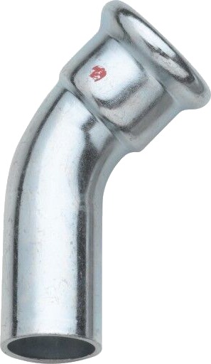 54 mm TURBO stålbøy 45G. muffe/nippel