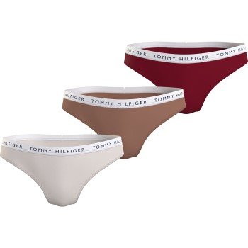 Tommy Hilfiger Truser 3P Recycled Essentials Bikini Natur/rød Large Dame