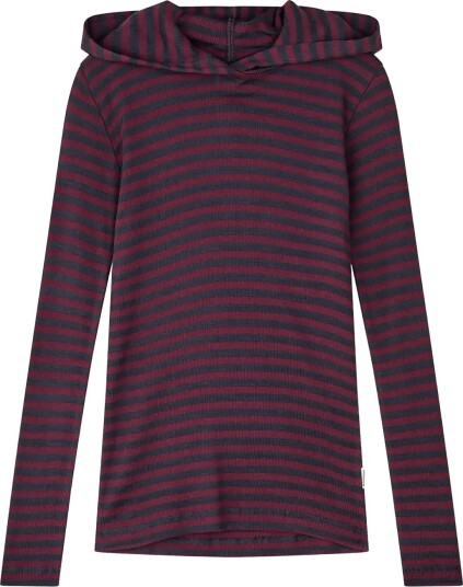 Mads Nørgaard 2X2 Cotton Stripe Tally Hoodie   SKY CAPTAIN/WINETASTING   176