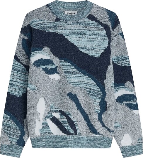 Scotch & Soda Jacquard Cotton Loose Fit Pullover   GREY DAWN MULTI   M
