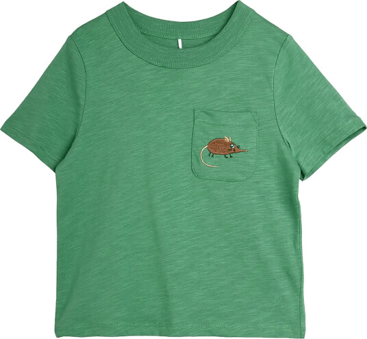 Mini Rodini Elephant Shrew Emb Ss Tee Green 140/146