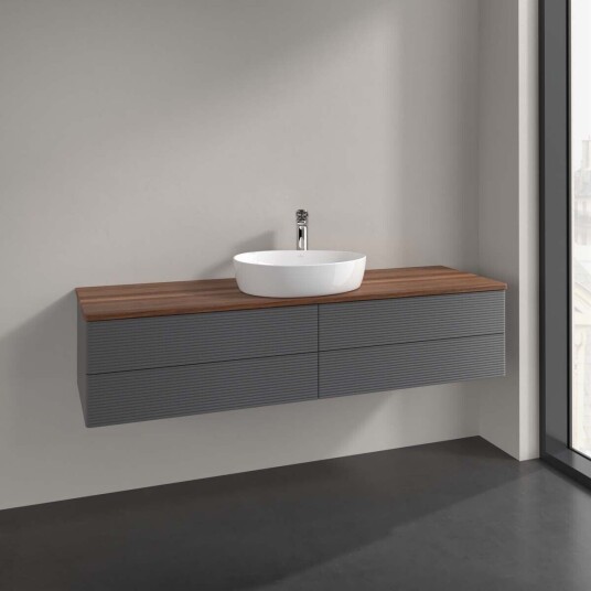 Villeroy & Boch Antao Servantskap med 4 skuffer 160x50x36 cm m/lys Antrasitt/Valnøtt