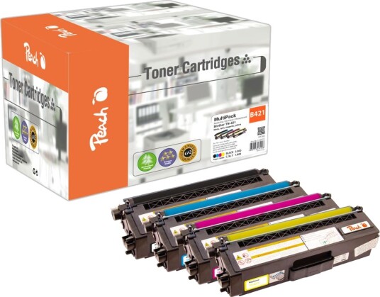 Peach-tonerkassetter som passer Brother TN-421 Lasertoner multipakke, 4-pakning