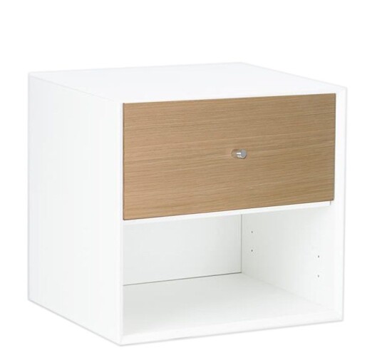 The Box Vegghengt Nattbord 40x37cm M/skuff Øverst (Størrelse: 40x37x34, Fargekombinasjon: Hvit Med Eik Skuff)