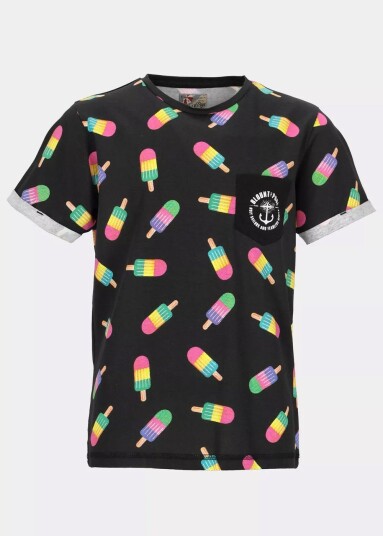 Tropical Pocket Tee Jr Black Ice Cream 150  Strandklær