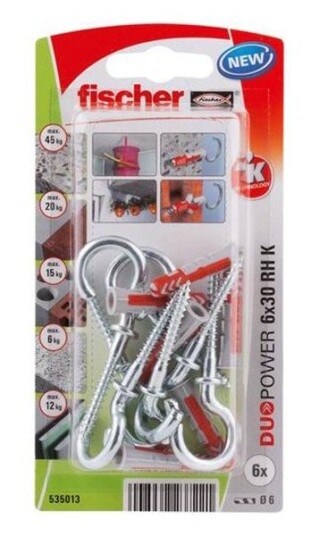 Fischer Duopower Universalplugg med Rundkrok - 6 Stk