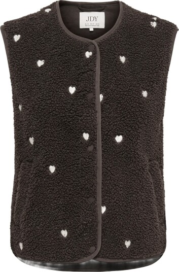 JDY Jdysimina Teddy Heart Emb Waistcoat Otw   Brown   XS