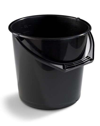 BØTTE 10L SVART PLAST (10) RUND m/HANK ø275x265mm NORDISKA PLAST