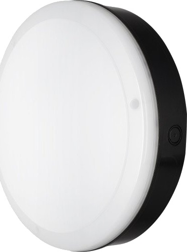 Ledvance Surface Bulkhead utelys vegg med sensor sort 4000K Ø30 cm