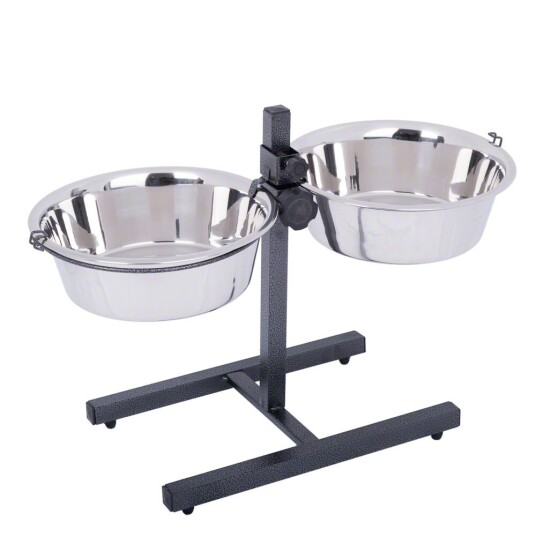 Zooplus Exclusive Matbar Med 2 Skåler I Rustfritt Stål 2 X 1.8 L Ø 21 cm Høyde Opp Til 38 cm