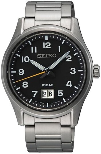 Seiko Herreklokke SUR569P1 Sport Sort/Stål Ø39.5 mm