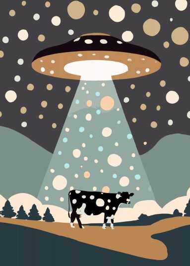 Plakat UFO og Ku