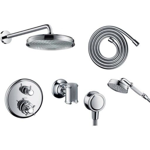 Hansgrohe Axor Montreux komplett dusjsett for innbygning Krom (med veggmontert hoveddusj) Hansgrohe Axor Montreux komplett dusjsett for innbygning Krom (med veggmontert hoveddusj)