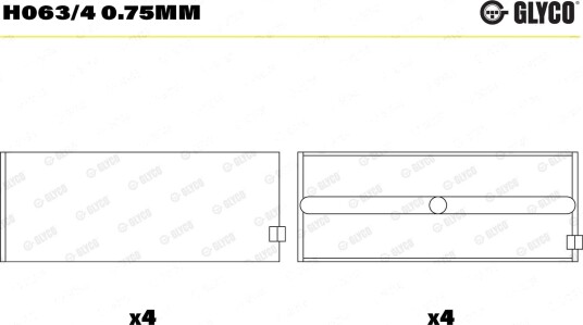 Veivaksellager GLYCO H063/4 0.75mm