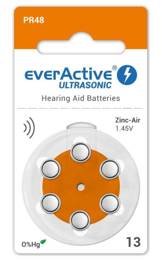 Høreapparatbatterier 13 / Pr48 Everactive Ultrasonic 13 - 6 Stk.