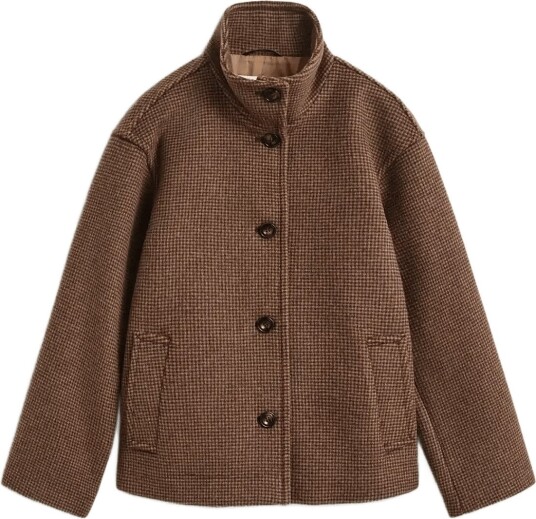 Gant Checked Wool Blend Jacket   DEEP BROWN   XL