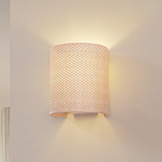 Vegglampe Lindby Soula dimmbar Beige Stue Plast Rustikk 15 20 Beige