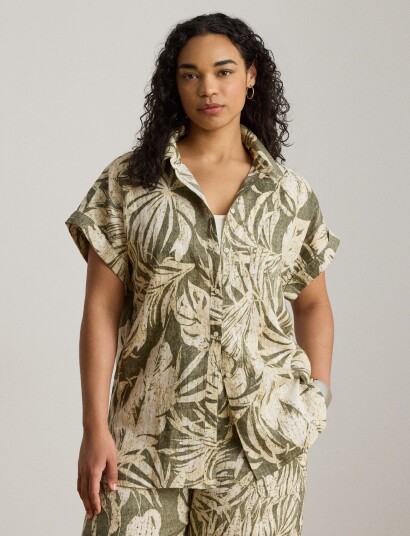 Lauren Ralph Lauren Relaxed Fit Print Short Sleeve Shirt Green M