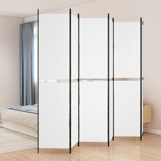 vidaXL Romdeler 6 paneler hvit 300x220 cm stoff