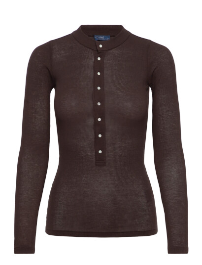 Polo Ralph Lauren Ribbed Cotton Henley Shirt Brown S