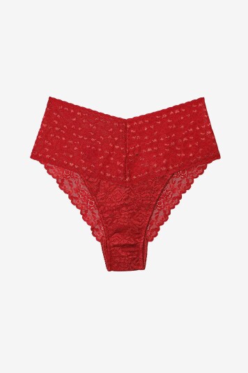 Lace Laboratory Truse High Waist Brazilian Rød Lace Laboratory Truse High Waist Brazilian Rød