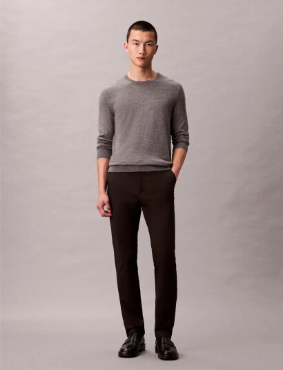 Calvin Klein Slim Sateen Chino Trouser - Black - 34 x 32