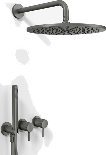 Semplice SBR801 S07 Rain Deluxe Ø30 Vegg PVD Matt Gun Metal Dusjsett