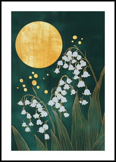 Golden Sun and Lilies Plakat Plakat / 40x50cm