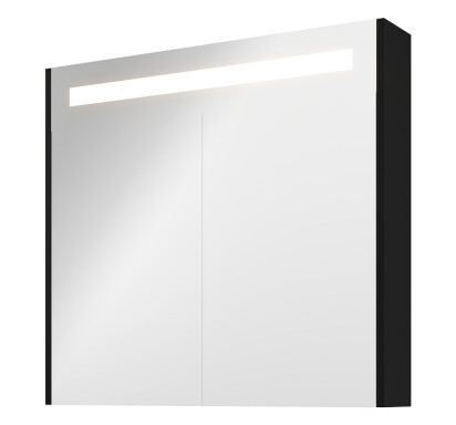 Sanibell Proline speilskab m/LED-belysning, 80x74cm, matt sort paneler Sanibell Proline speilskab m/LED-belysning, 80x74cm, matt sort paneler