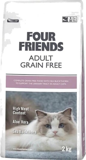 Four Friends Kornfri Tørrfôr til Voksne Katter 2 kg med Høyt Kjøttinnhold