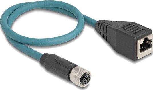 Delock - Nettverkskabel - 8-Pins M12 (Hunn) Til Rj-45 (Hunn) - 50 Cm - 6.2 Mm - S/Ftp - Cat 6A - Ip67 - Svart