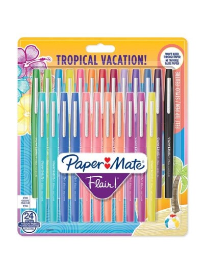 Paper Mate Flair Felt Tip Pens Medium Point 0.7mm Tropical & Assorted Colours 24 Count Paper Mate Flair Felt Tip Pens Medium Point 0.7mm Tropical & Assorted Colours 24 Count