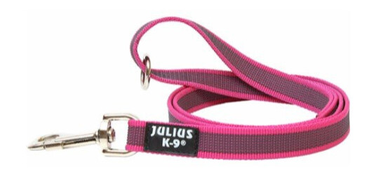Julius K9 Rosa Gummiert Kobbel 20mm med Håndtak - 2m