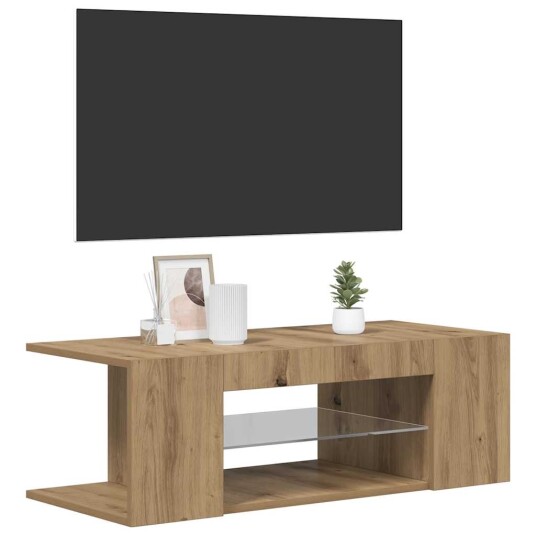 TV-benk med LED-lys artisan eik 90x39x30 cm konstruert tre 8721158437839 TV-benk med LED-lys artisan eik 90x39x30 cm konstruert tre 8721158437839