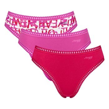 Sloggi Truser 3P GO Crush High Leg Briefs Rosa bomull Small Dame