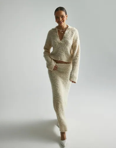 Nelly Hvit Structure Knit Skirt