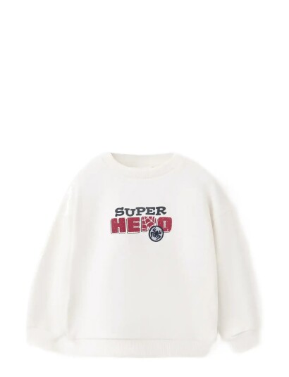 Mango Spidey Cotton Sweatshirt   Cream   4 5
