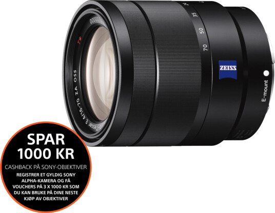 Sony E 16-70mm f/4 T* ZA OSS Standardzoom med høy kvalitet