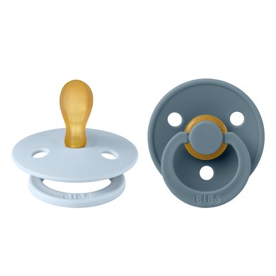 BIBS® smokkfarge Symmetrisk spene Babyblå & Bensin 0-6 måneder, 2stk.