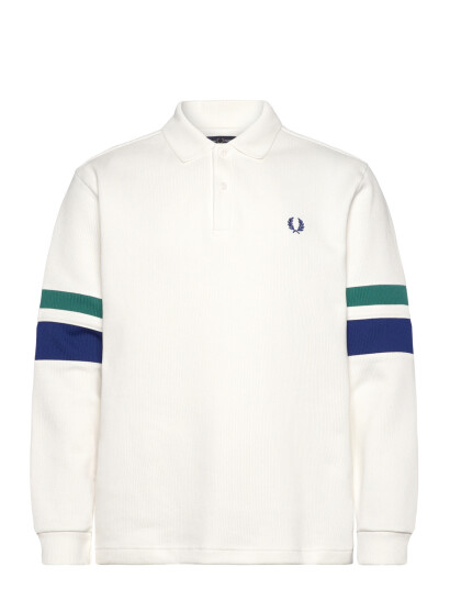 Fred Perry Tipped Sleeve Collared Sweat   White   XS