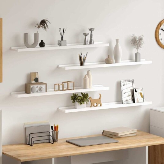 vidaXL Vegghyller 4 stk hvit 80x9x3 cm