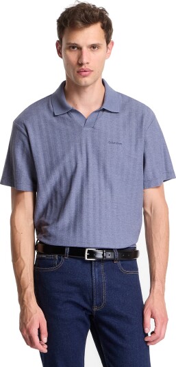 Calvin Klein Ss Easy Vertical Stripe Textured Blue L